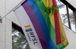 Le drapeau du RSFL, lobby LGBT suédois auquel appartenait le pédophile Stefan Johansson.