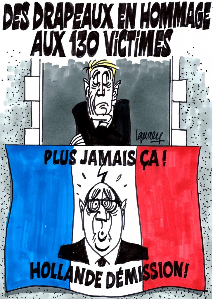 Ignace - Des drapeaux aux fenêtres en hommage aux victimes