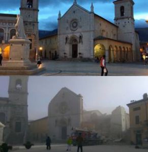 La basilique de Saint Benoît de Nursie, symbole de la chrétienté, s’écoule