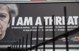 A billboard displays a poster featuring an image of the British Prime Minster Theresa May which urges the electorate not to vote for the Conservative party in the forthcoming general election, in Manchester, northern England on June 1, 2017. 
Britain goes to the polls on June 8 to vote in a general election. / AFP PHOTO / Oli SCARFF