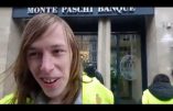 Action des Gilets Jaunes devant la Banque Monte Dei Paschi