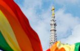 A rainbow flag is seen at the Zagreb central square, ahead of next weekend's Zagreb gay parade, June 15, 2011. The Zagreb parade draws particular attention after a similar event last weekend in the southern city of Split ended in violence and a huge number of arrested people who were throwing bottles and stones on the marchers.   REUTERS/Nikola Solic (CROATIA - Tags: SOCIETY) - RTR2NP9N