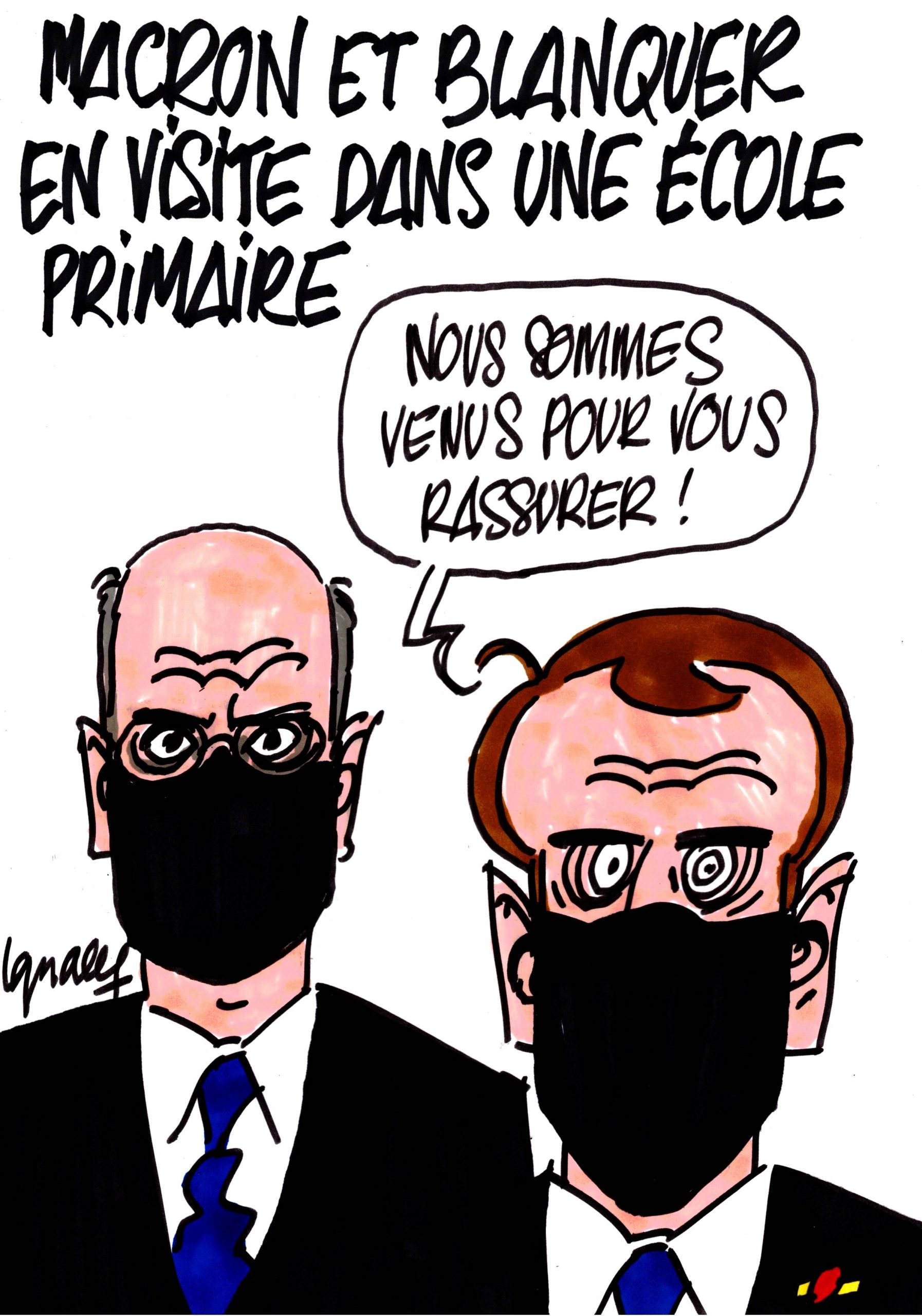 Ignace - Macron et Blanquer en visite dans une école primaire